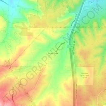 Mapa topográfico Surrey Ridge, altitud, relieve