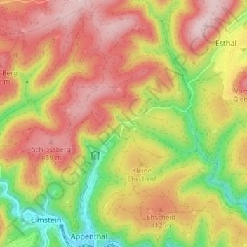 Mapa topográfico Schwabenbach, altitud, relieve