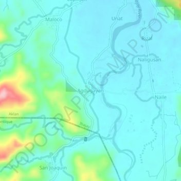 Mapa topográfico Agdugayan, altitud, relieve