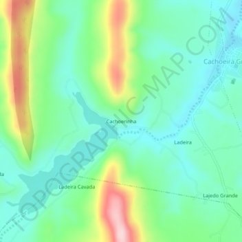 Mapa topográfico Cachoerinha, altitud, relieve