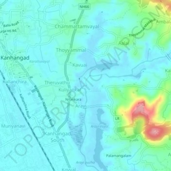 Mapa topográfico Kottakunnu, altitud, relieve