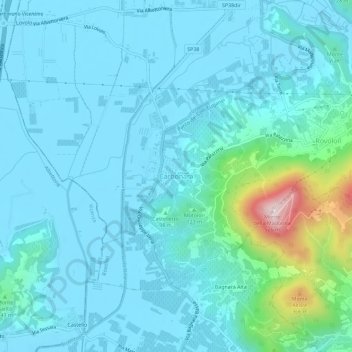 Mapa topográfico Carbonara, altitud, relieve