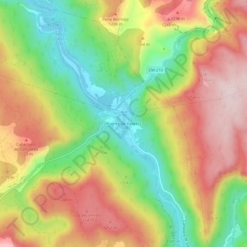Mapa topográfico Puente de Vadillos, altitud, relieve