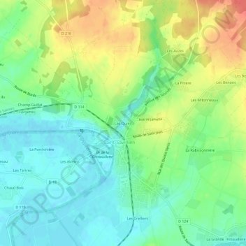 Mapa topográfico Les Quins, altitud, relieve