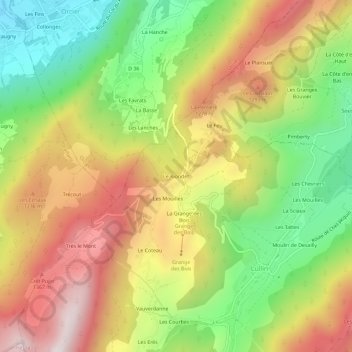 Mapa topográfico Le Riondet, altitud, relieve
