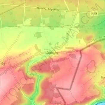 Mapa topográfico Doische, altitud, relieve
