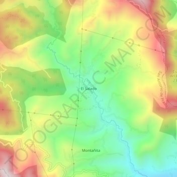 Mapa topográfico El Salado, altitud, relieve