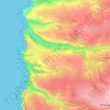 Mapa topográfico Stoke, altitud, relieve