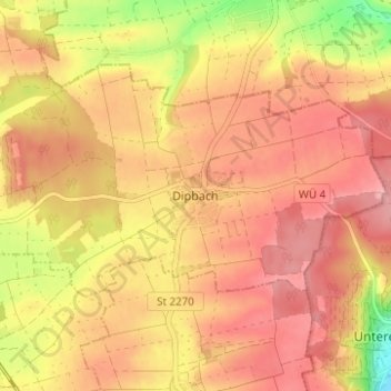 Mapa topográfico Dipbach, altitud, relieve
