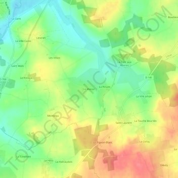 Mapa topográfico Le Manoir, altitud, relieve