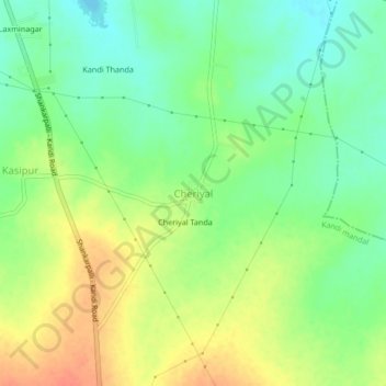 Mapa topográfico Cheriyal, altitud, relieve