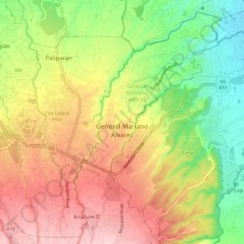 Mapa topográfico GMA, altitud, relieve