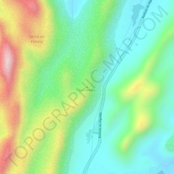 Mapa topográfico Serra Estrela, altitud, relieve