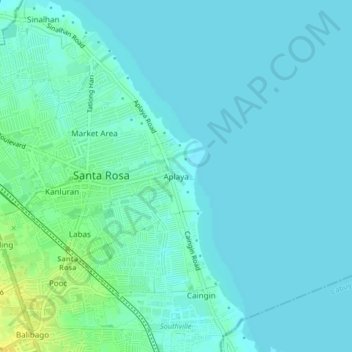 Mapa topográfico Aplaya, altitud, relieve