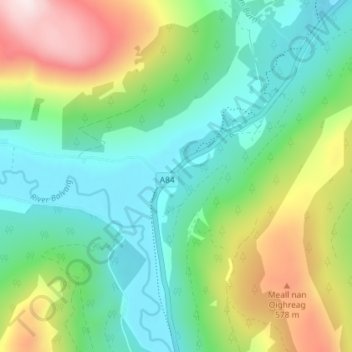 Mapa topográfico Kingshouse, altitud, relieve