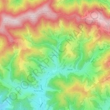 Mapa topográfico Hintereschbach, altitud, relieve