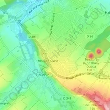Mapa topográfico Le Haut, altitud, relieve
