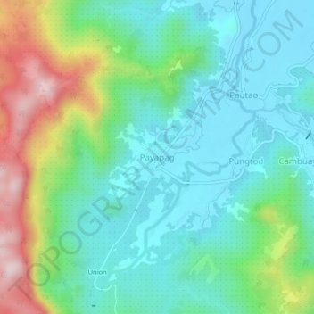 Mapa topográfico Payapag, altitud, relieve