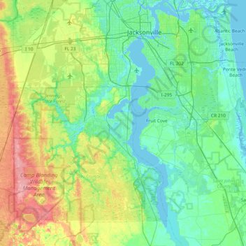 Mapa topográfico Fleming Island, altitud, relieve