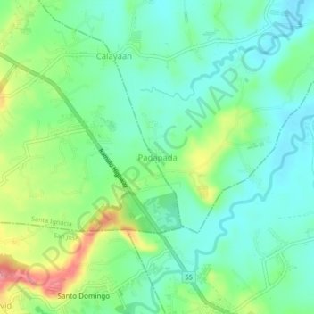 Mapa topográfico Padapada, altitud, relieve