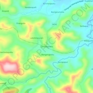 Mapa topográfico Gannalaputtu, altitud, relieve