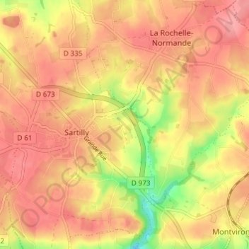 Mapa topográfico Le Manoir, altitud, relieve