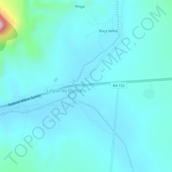 Mapa topográfico Lagoa do Dionísio, altitud, relieve