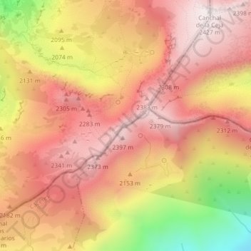 Mapa topográfico Calvitero, altitud, relieve