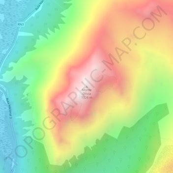 Mapa topográfico Monte Olivia, altitud, relieve