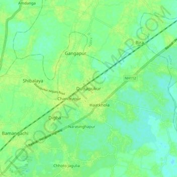 Mapa topográfico Duttapukur, altitud, relieve