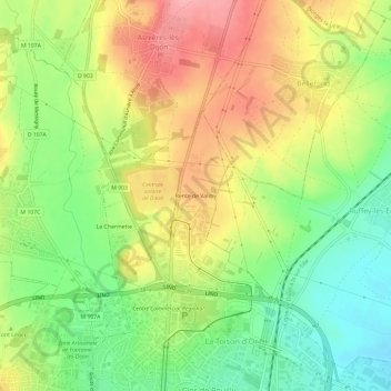 Mapa topográfico Rente de Valmy, altitud, relieve