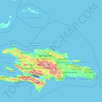 Mapa topográfico Puerto Plata, altitud, relieve