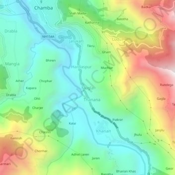 Mapa topográfico Mugla, altitud, relieve
