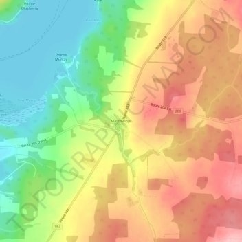 Mapa topográfico Massawippi, altitud, relieve