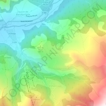 Mapa topográfico La Conche, altitud, relieve