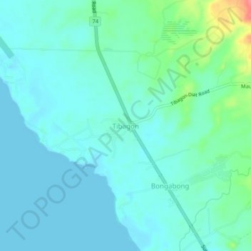 Mapa topográfico Tibagon, altitud, relieve