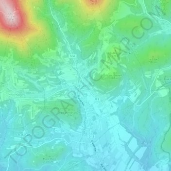 Mapa topográfico Étueffont, altitud, relieve