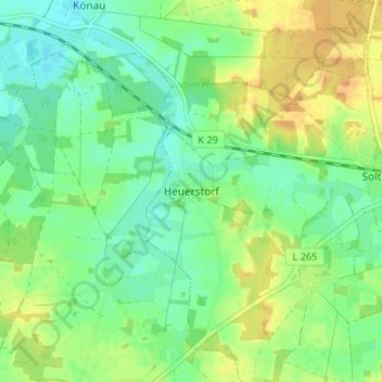 Mapa topográfico Heuerstorf, altitud, relieve