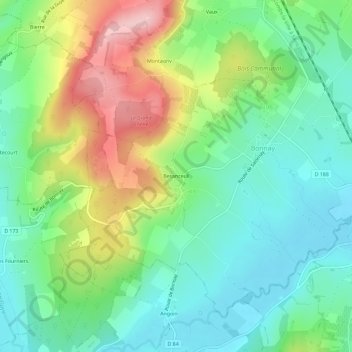 Mapa topográfico Besanceuil, altitud, relieve