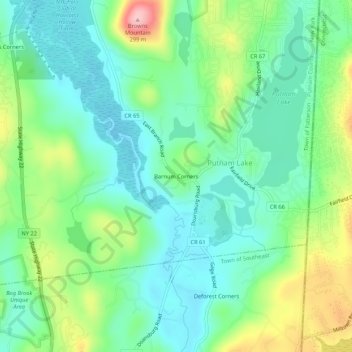 Mapa topográfico Barnum Corners, altitud, relieve
