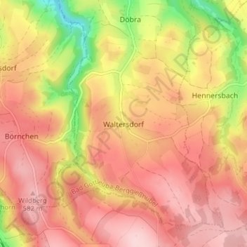 Mapa topográfico Waltersdorf, altitud, relieve