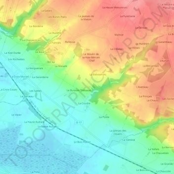 Mapa topográfico La Colle, altitud, relieve