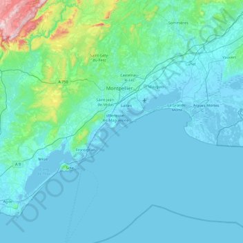 Mapa topográfico L'Esclavon, altitud, relieve