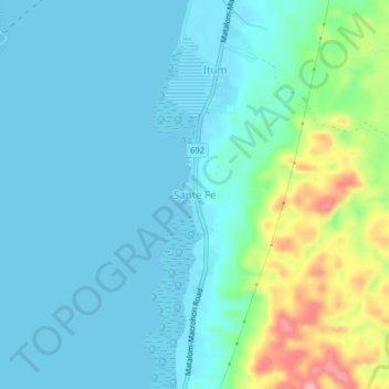 Mapa topográfico Sante Fe, altitud, relieve