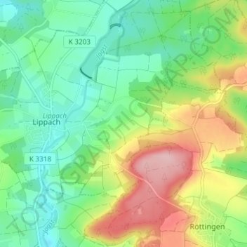 Mapa topográfico Finkenweiler, altitud, relieve