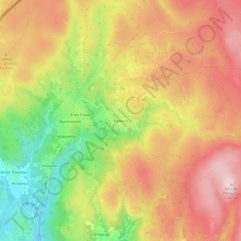 Mapa topográfico Rodeiro, altitud, relieve