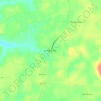 Mapa topográfico Darkey Springs, altitud, relieve