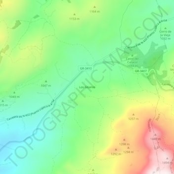 Mapa topográfico Los Gitanos, altitud, relieve