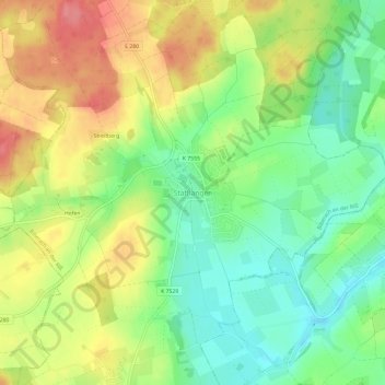 Mapa topográfico Stafflangen, altitud, relieve