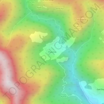 Mapa topográfico Phancha, altitud, relieve